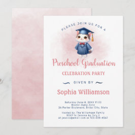 Preschool Studenten Cat for Girl Inbjudningar