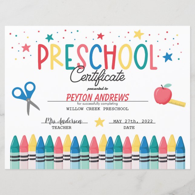 Preschool Studenten-certifikat (Framsida)