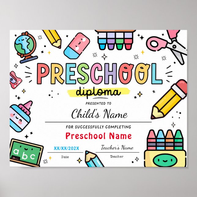 Preschool Studenten-diplomat Poster (Framsidan)