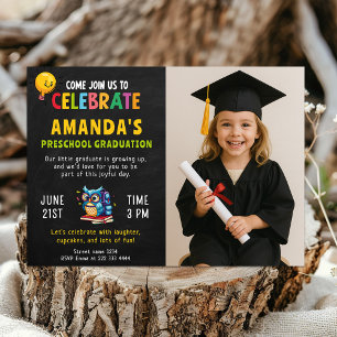 Preschool Studenten for Girl with Photo Inbjudningar
