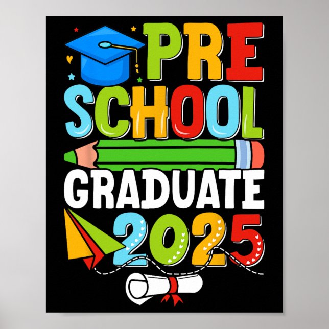 Preschool Studenten Shirt 2025 Kids Boys Pre-k Gr Poster (Framsidan)