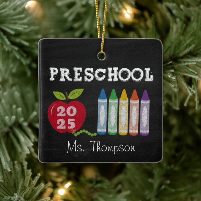 Preschool Teacher 2025 Name Ornament (Träd)
