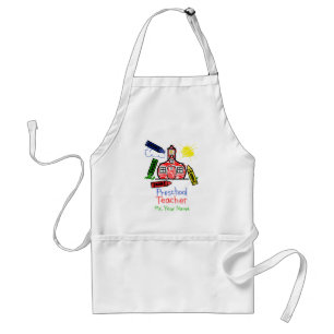 Preschool Teacher Apron - Schoolhouse och Kritor Förkläde