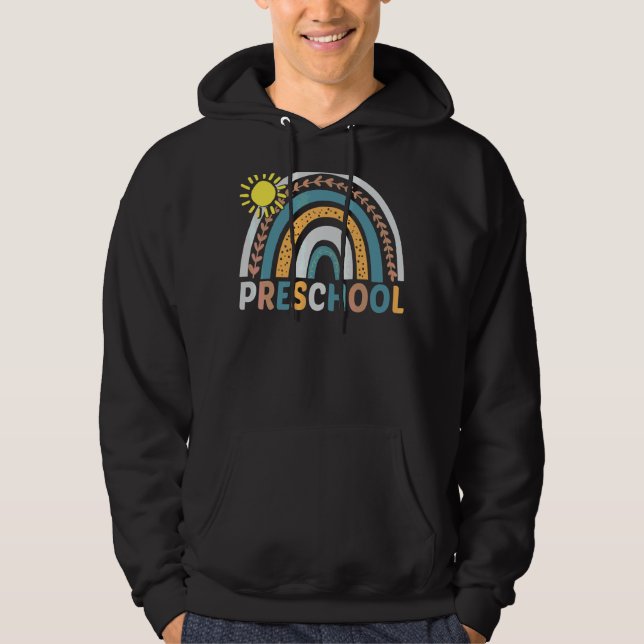 Preschool Teacher Boho Rainbow Back to school Appr Hoodie (Framsida)