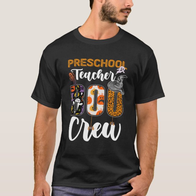 Preschool Teacher Boo Crew Funny Halloween Matchin T Shirt (Framsida)