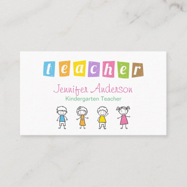 Preschool Teacher Cute Pencil Visitkort (Framsida)