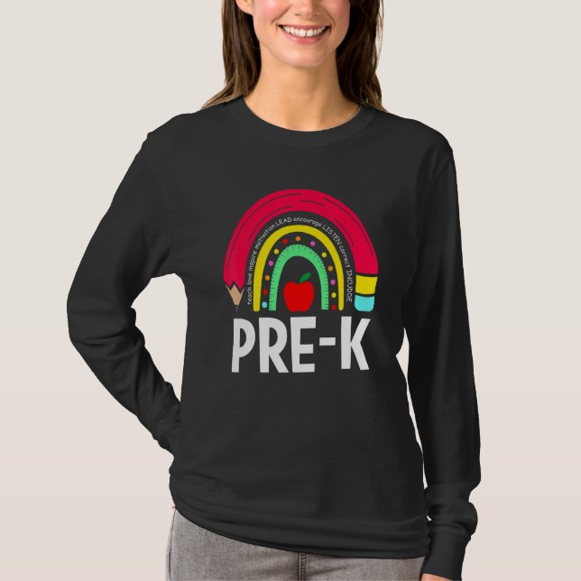 Preschool Teacher Cute Rainbow Back To School   Ki T Shirt (Framsida)