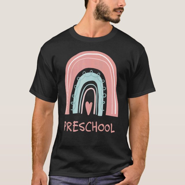 Preschool Teacher Cute Rainbow Pre K Teaching T Shirt (Framsida)