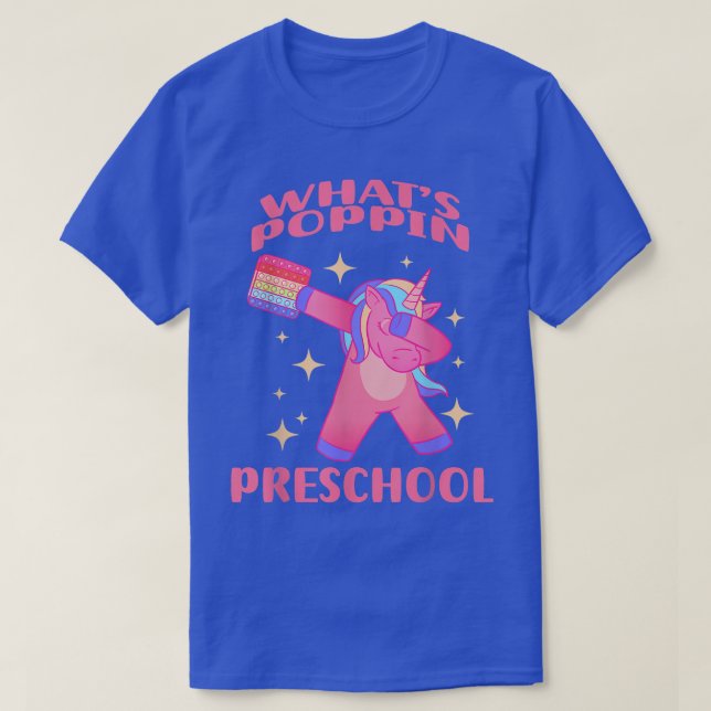 Preschool Teacher Dabbing Unicorn Whats Poppin Fid T Shirt (Design framsida)