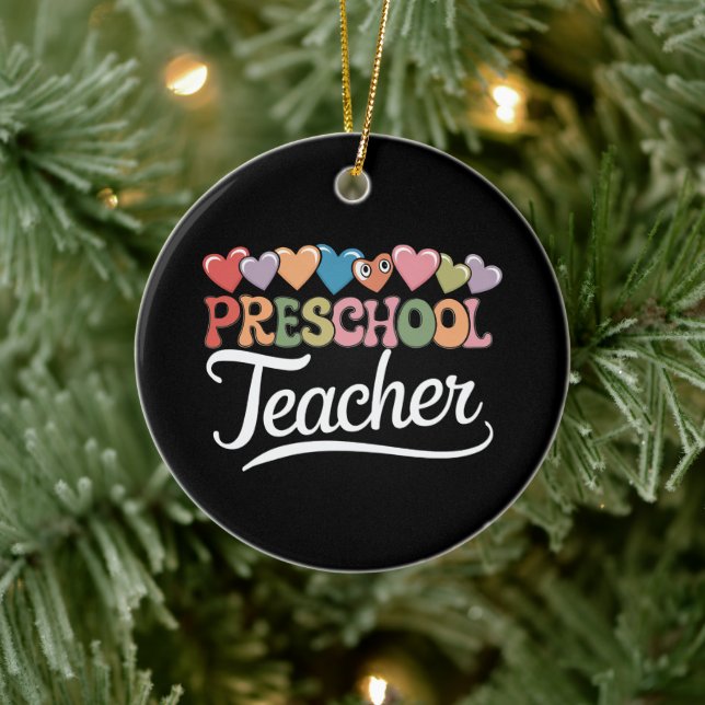 Preschool Teacher Första dagen Groovy Back to scho Julgransprydnad Keramik (Träd)