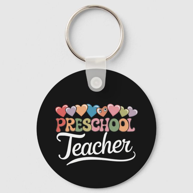 Preschool Teacher Första dagen Groovy Back to scho Nyckelring (Framsida)