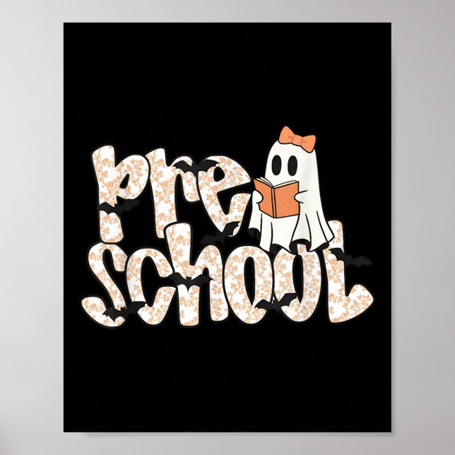 Preschool Teacher Halloween Ghost Teacher Reading  Poster (Framsidan)