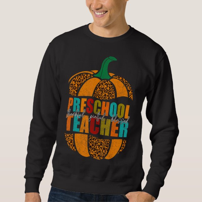 Preschool Teacher Halloween tacksam tacksam Pum Lång Ärmad Tröja (Framsida)