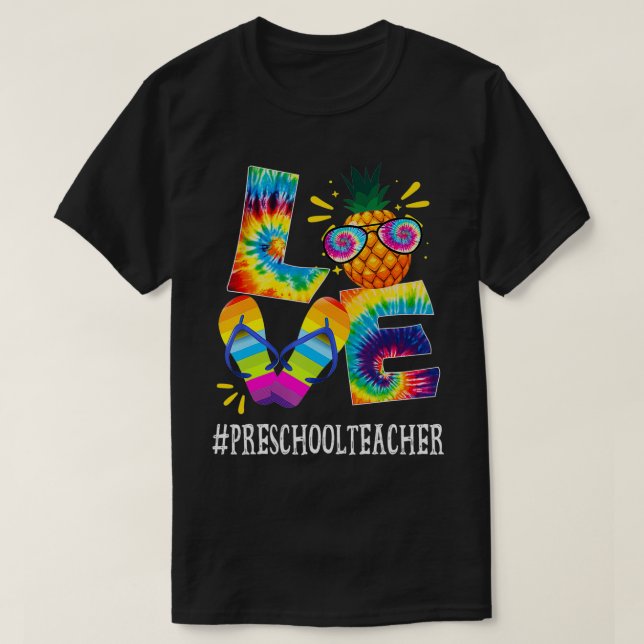Preschool Teacher Kärlek Pineapple Sommar av T T Shirt (Design framsida)