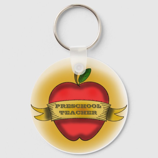 Preschool Teacher Keychain - Vintage Apple Tattoo Nyckelring (Framsida)