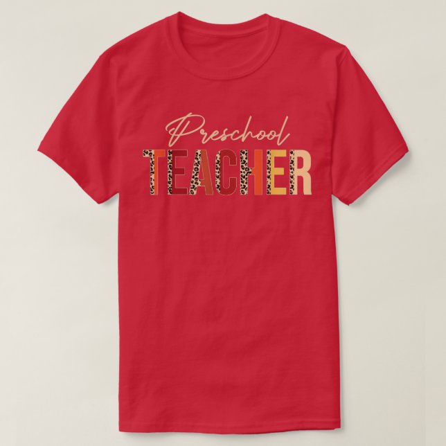 Preschool Teacher leopard Fall Autumn Älskare Tack T Shirt (Design framsida)