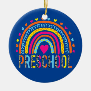 Preschool Teacher Leopard Rainbow Back to school Julgransprydnad Keramik