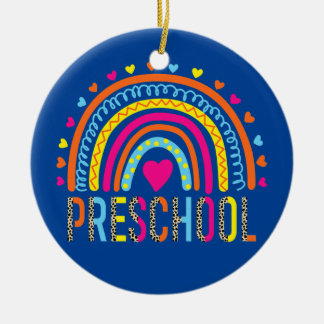 Preschool Teacher Leopard Rainbow Back to school Julgransprydnad Keramik