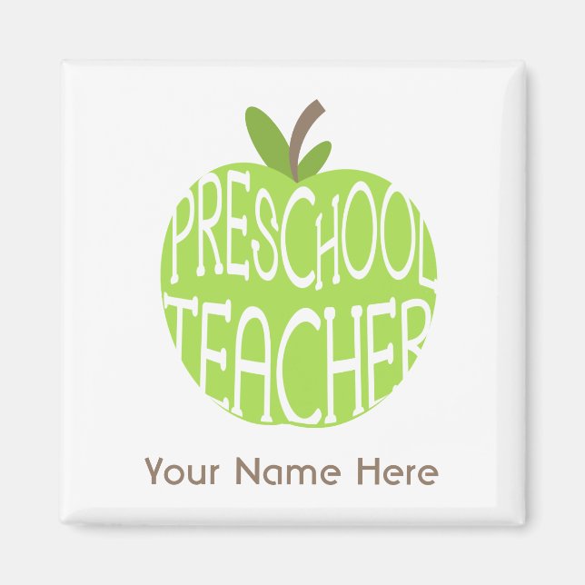 Preschool Teacher Magnet - Grönt Apple (Framsidan)