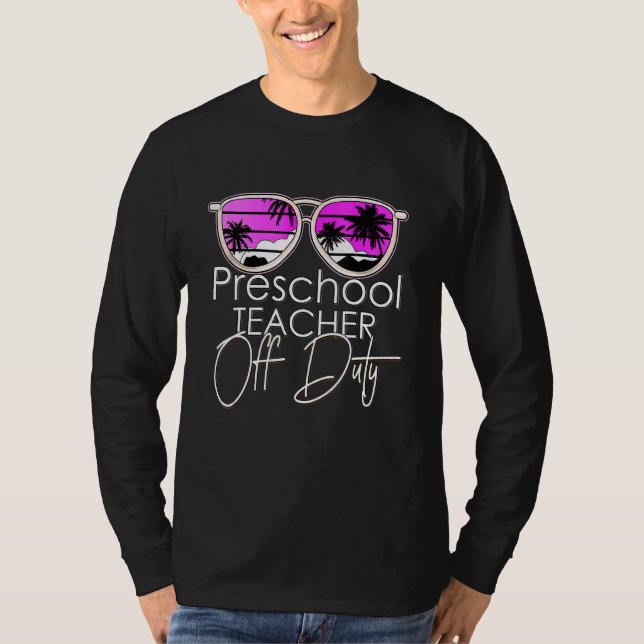 Preschool Teacher of Duty Sunglasses Beach Sunset T Shirt (Framsida)