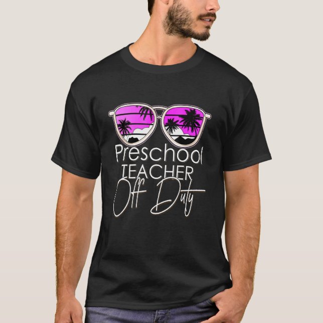 Preschool Teacher of Duty Sunglasses Beach Sunset T Shirt (Framsida)