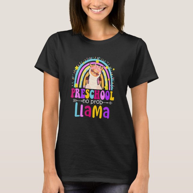 Preschool Teacher Rainbow No Prob Llama 100 Days o T Shirt (Framsida)
