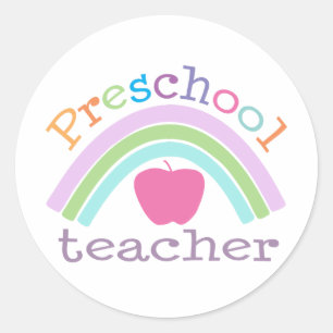 Preschool Teacher Rainbow Runt Klistermärke
