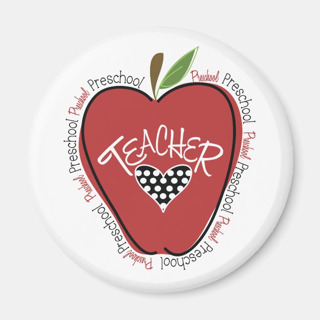 Preschool Teacher Red Apple Magnet (Framsidan)