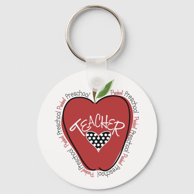 Preschool Teacher Red Apple Nyckelring (Framsida)