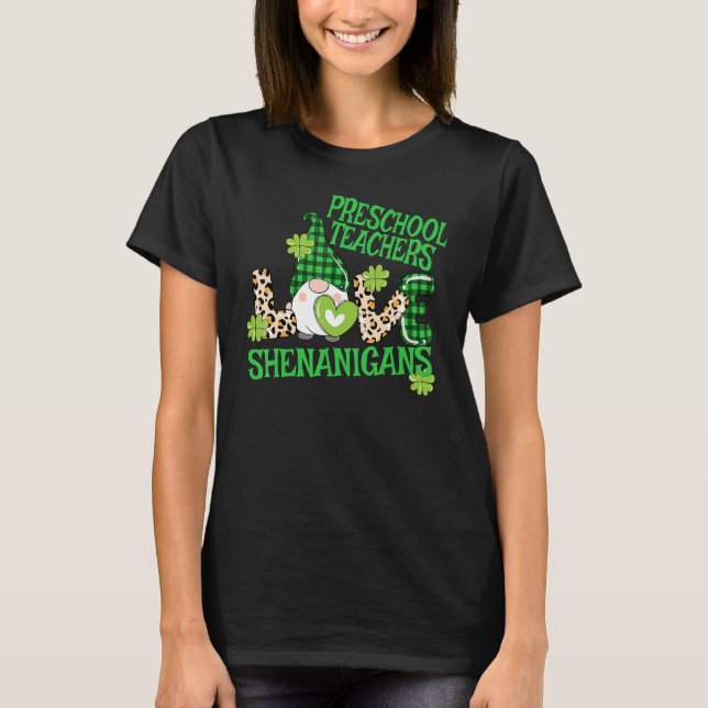 Preschool Teacher St patricks day Prek Shenanigans T Shirt (Framsida)
