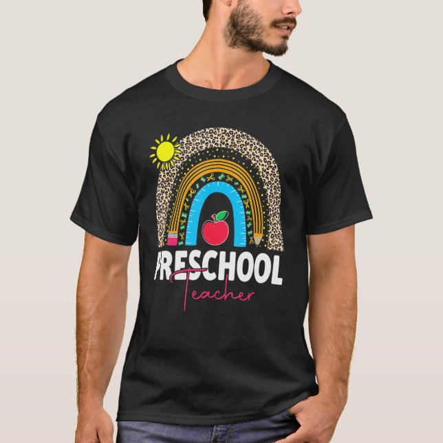 Preschool Teacher Team Preschool Squad Rainbow 2 T Shirt (Framsida)