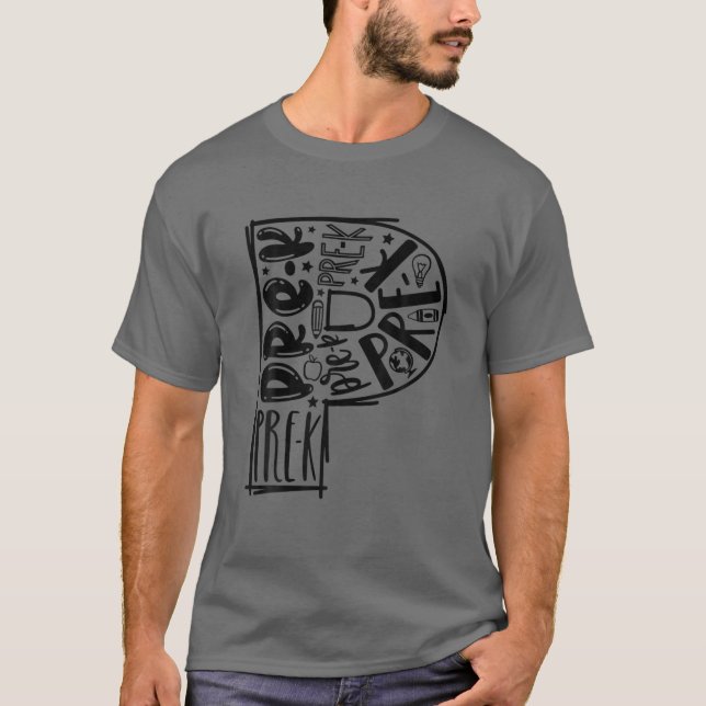 Preschool Typography Teacher T Shirt (Framsida)