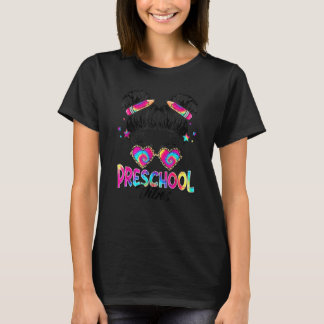 Preschool Vibes Messy Hair Bun Girl Back to school T Shirt