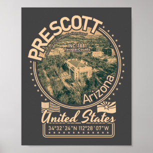 PRESCOTT ARIZONA - PRESCOTT DOMSTOL SQUARE POSTER