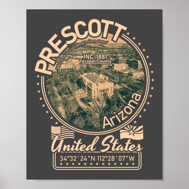 PRESCOTT ARIZONA - PRESCOTT DOMSTOL SQUARE POSTER (Framsidan)