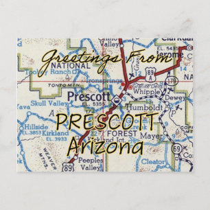 Prescott AZ Vintage Karta Vykort