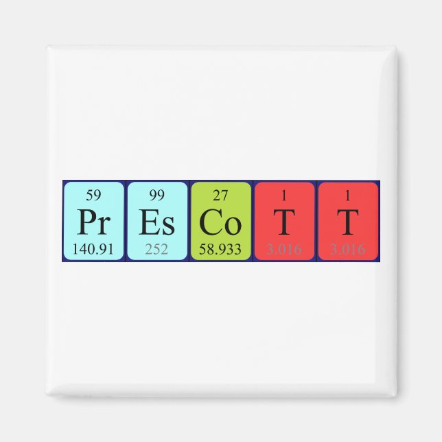 Prescott periodiskt bord namn magnet (Framsidan)