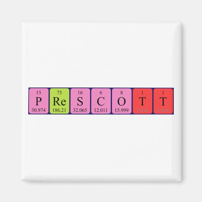 Prescott periodiskt bord namn magnet (Framsidan)