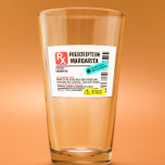 Prescription Margarita Funny Warning Label Glaskopp<br><div class="desc">Den här designen kan vara personlig i det område som tillhandahålls genom att ändra fotot och/eller text. Du kan också anpassa den genom att klicka på Anpassa den här mallen och sedan välja klicka för att anpassa ytterligare alternativ och ta bort eller ändra färg i bakgrunden, lägga till text, ändra...</div>