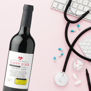 PRESCRIPTION VIN sjuksköterska studenten GIN ETIKE Vinflaska Etikett