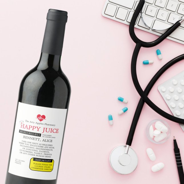 PRESCRIPTION VIN sjuksköterska studenten GIN ETIKE Vinflaska Etikett (Skapare uppladdad)