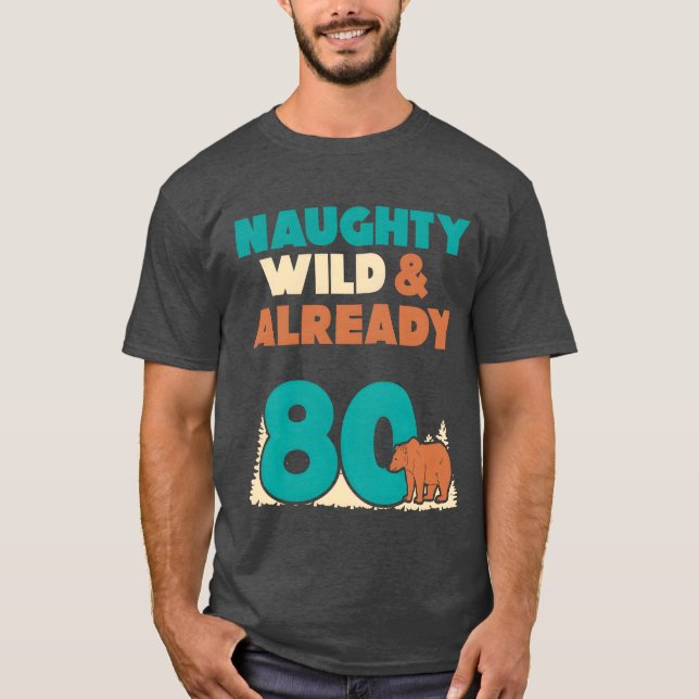 Present 80 år födelsedagspresent kvinna Björn flic T Shirt (Framsida)