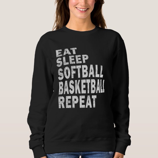 Present Eat Sleep Softball Basketball Repeat Boys T Shirt (Framsida)