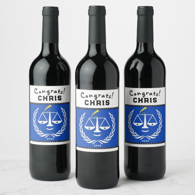 Present för juristexamen vinflaska etikett (Flaskor)