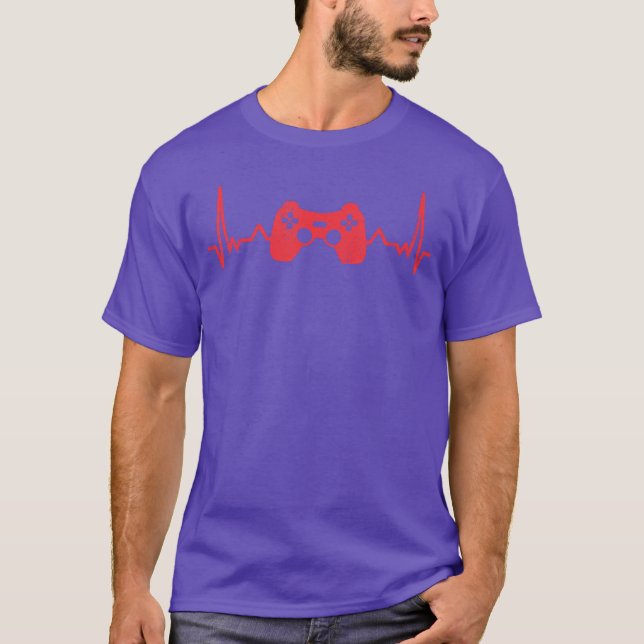 Present för spelkontroller hjärtslag spelare gåva t shirt (Framsida)