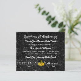 Present Glory Baptistkyrka Certifikat