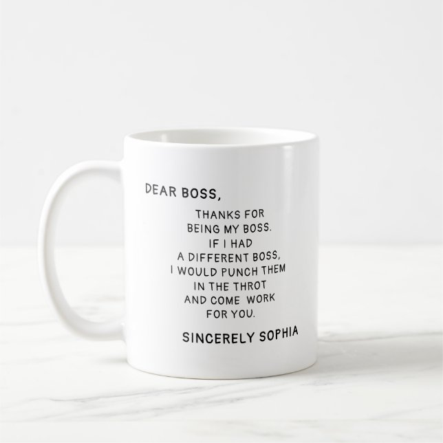 Present med eget namn till bästa chef vän rolig ch kaffemugg (Vänster)