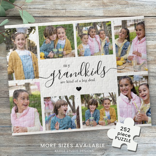 Present med fotokollage för barnbarn till mormor pussel (Add your own photos, customize text, or leave as is, and choose size.)