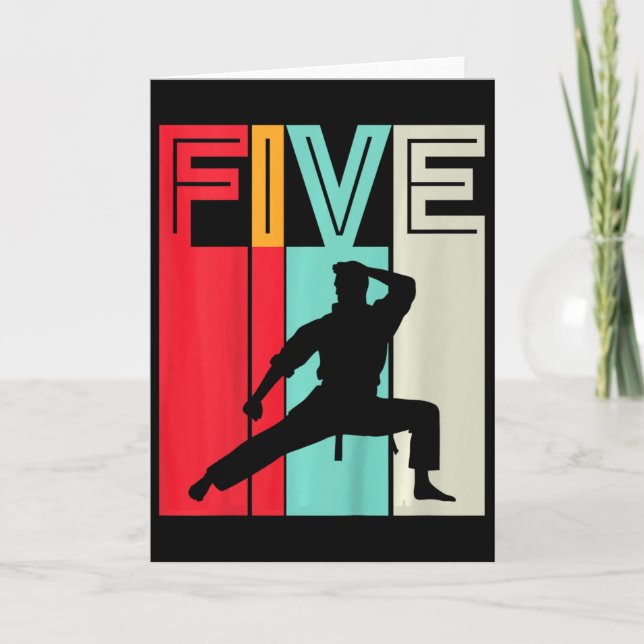 Present till 5-årsfirande Karate Retro Taekwondo M Kort (Framsida)