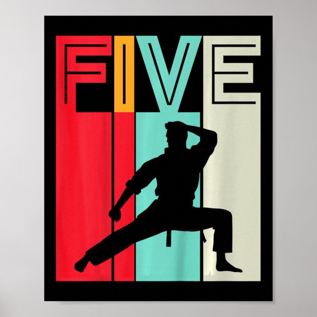 Present till 5-årsfirande Karate Retro Taekwondo M Poster (Framsidan)